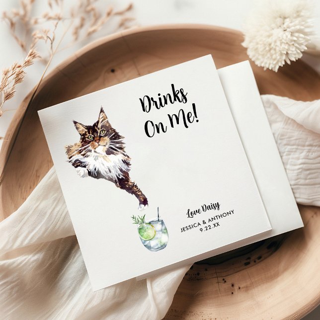 Servilleta De Papel Servilletas de cóctel para boda de gato (Subido por el creador)