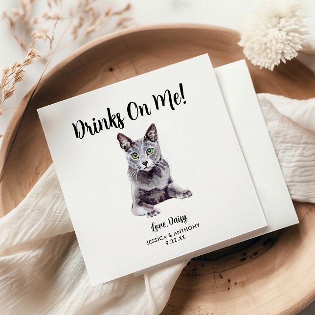 Servilleta De Papel Servilletas de cóctel para boda de gato (Subido por el creador)