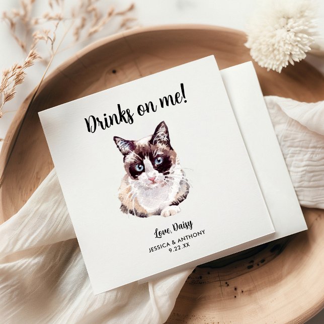 Servilleta De Papel Servilletas de cóctel para boda de gato (Subido por el creador)