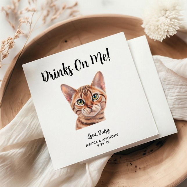 Servilleta De Papel Servilletas de cóctel para boda de gato (Subido por el creador)