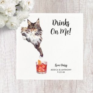 Servilleta De Papel Servilletas de cóctel para boda de gato