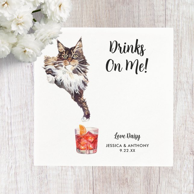 Servilleta De Papel Servilletas de cóctel para boda de gato (Subido por el creador)