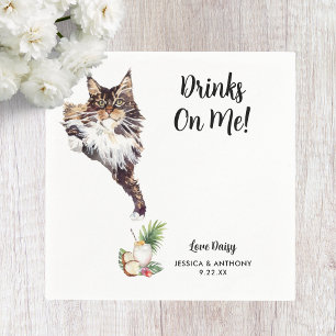 Servilleta De Papel Servilletas de cóctel para boda de gato