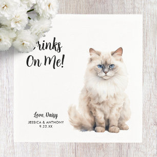 Servilleta De Papel Servilletas de cóctel para boda de gato
