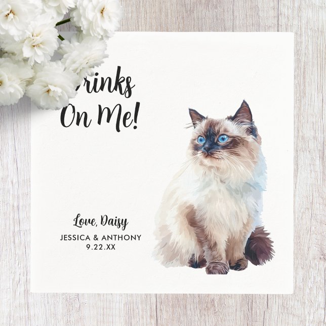 Servilleta De Papel Servilletas de cóctel para boda de gato (Subido por el creador)