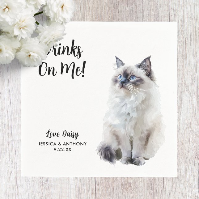 Servilleta De Papel Servilletas de cóctel para boda de gato (Subido por el creador)