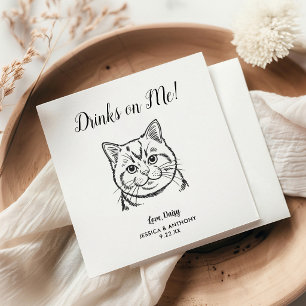 Servilleta De Papel Servilletas de cóctel para boda de gatos modernos