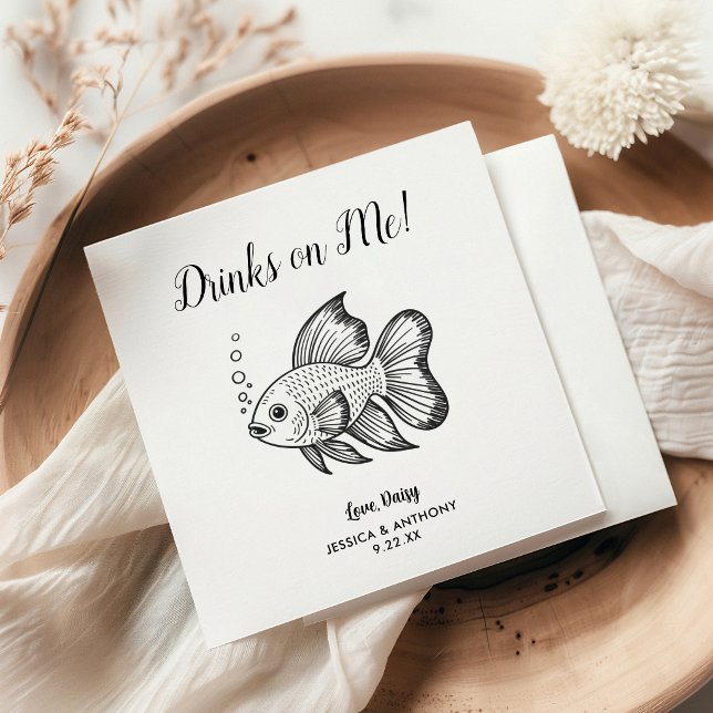 Servilleta De Papel Servilletas de cóctel para boda de peces modernas (Subido por el creador)