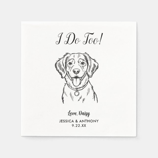 Servilleta De Papel Servilletas de cóctel para boda de perro modernas  (Anverso)