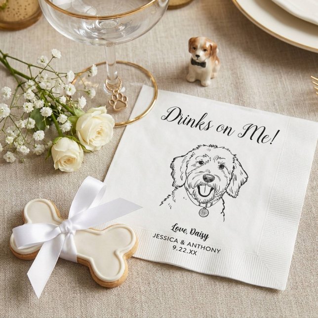 Servilleta De Papel Servilletas de cóctel para boda de perro modernas  (Subido por el creador)