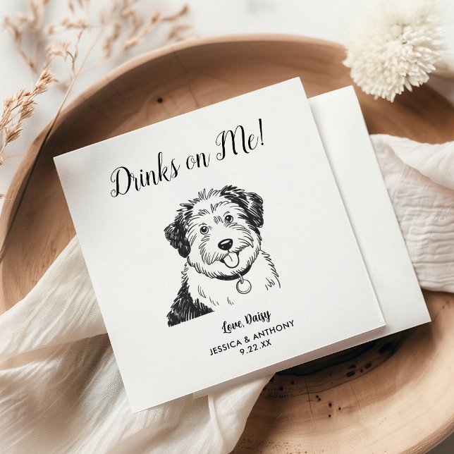 Servilleta De Papel Servilletas de cóctel para boda de perro modernas (Subido por el creador)