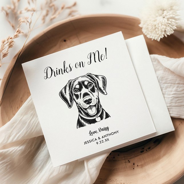 Servilleta De Papel Servilletas de cóctel para boda de perro modernas  (Subido por el creador)