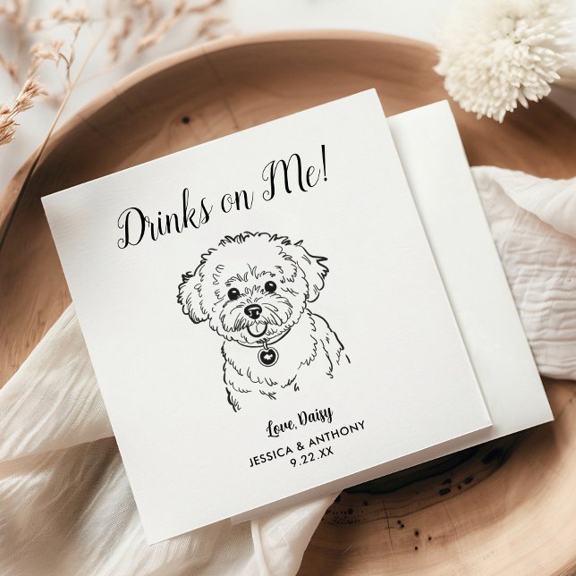 Servilleta De Papel Servilletas de cóctel para boda de perro modernas (Subido por el creador)