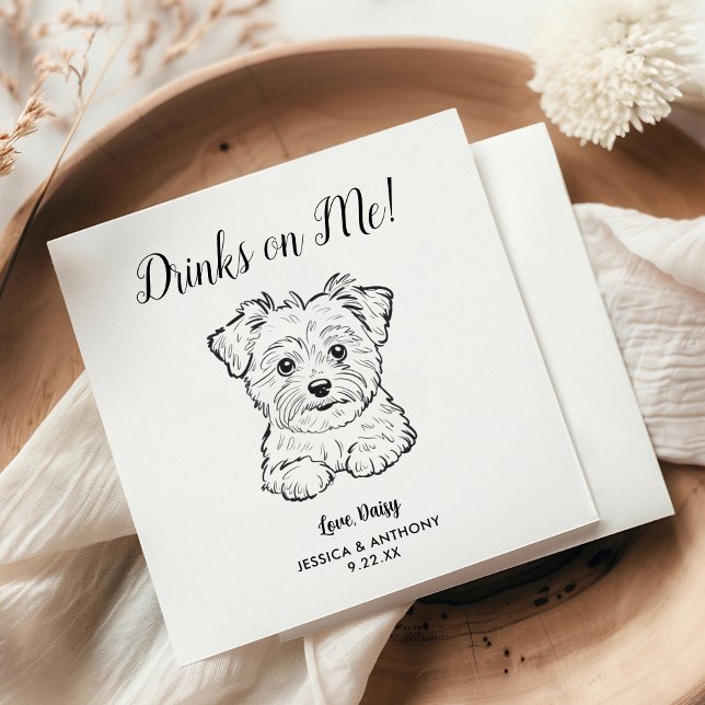 Servilleta De Papel Servilletas de cóctel para boda de perro modernas  (Subido por el creador)
