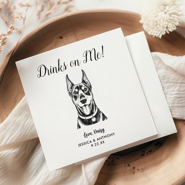 Servilleta De Papel Servilletas de cóctel para boda de perro modernas (Subido por el creador)