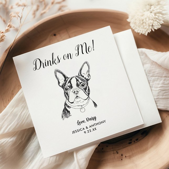 Servilleta De Papel Servilletas de cóctel para boda de perro moderno  (Subido por el creador)