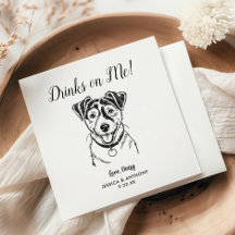 Servilletas de cóctel para bodas de perros moderno