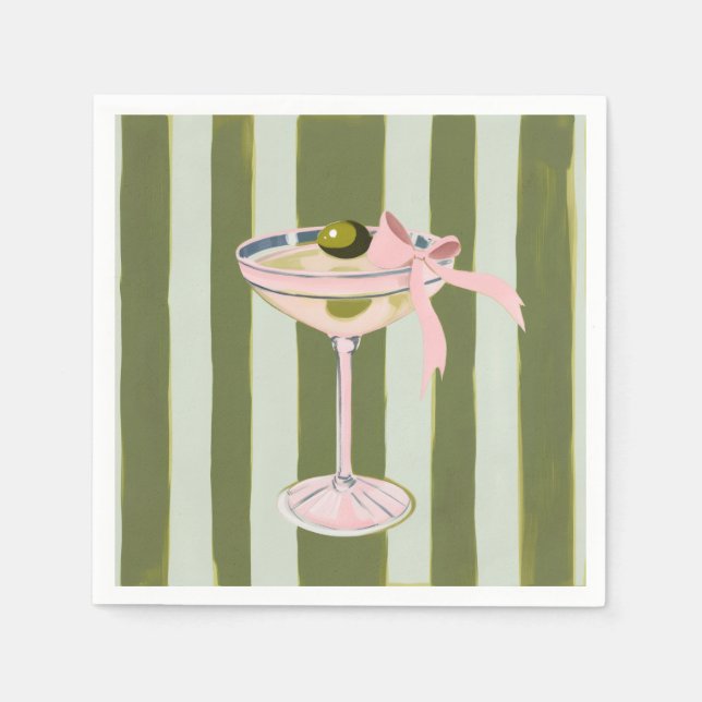 Servilleta De Papel Servilletas de cóctel rosa Preppy Martini (Anverso)