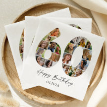 Servilletas de Colaje de Fotos de Cumpleaños 60 Ch