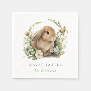 Servilleta De Papel Servilletas de conejito de Pascua florales