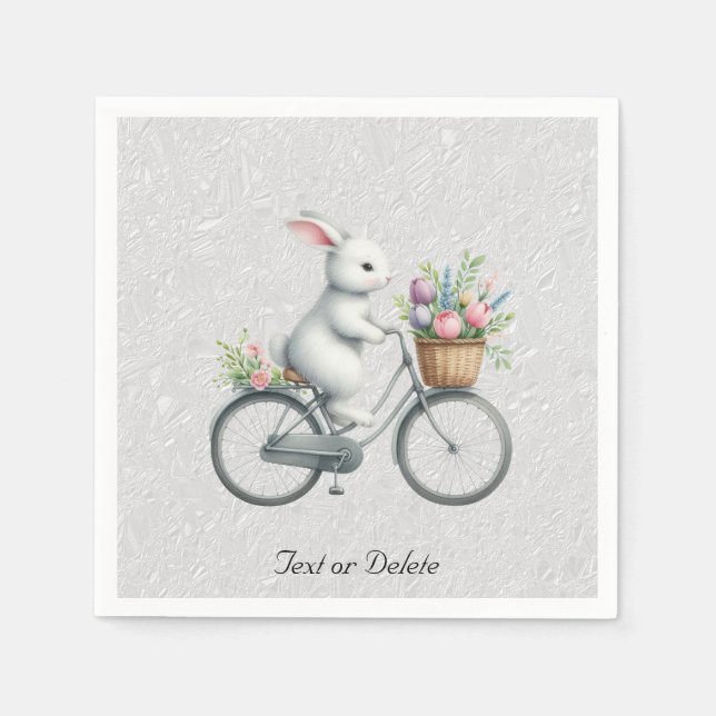 Servilleta De Papel Servilletas de conejo de bicicleta floral (Anverso)
