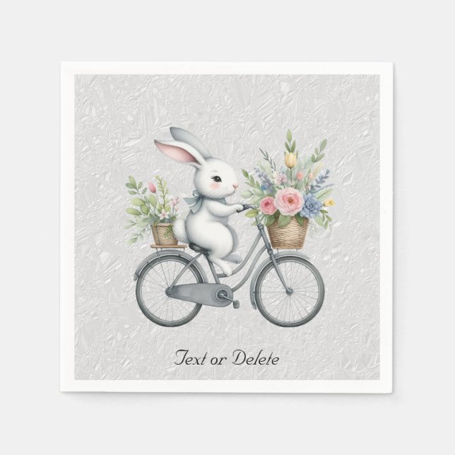 Servilleta De Papel Servilletas de conejo de bicicleta floral (Anverso)
