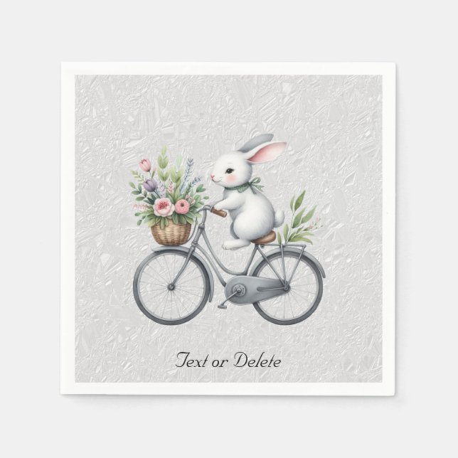 Servilleta De Papel Servilletas de conejo de bicicleta floral (Anverso)