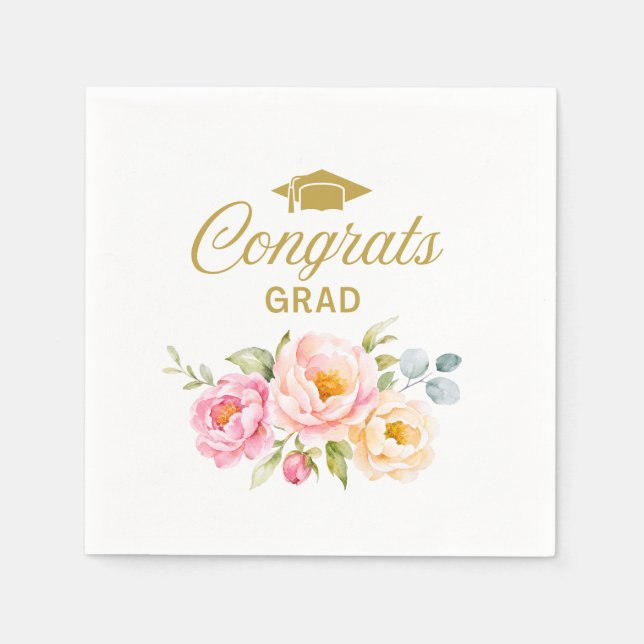 Servilleta De Papel Servilletas de congratulaciones florales graduació (Anverso)