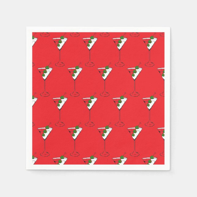Servilleta De Papel Servilletas de copa de martini navideñas (Anverso)