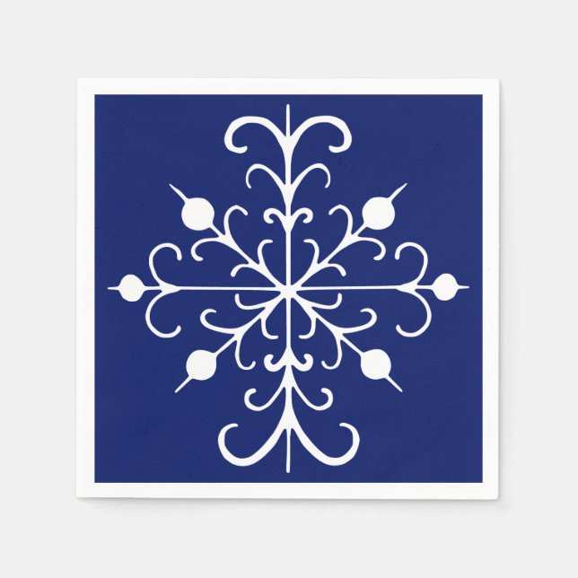 Servilleta De Papel Servilletas de copo de nieve azules (Anverso)
