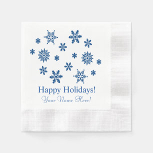 Servilleta De Papel Servilletas de Copos de Nieve Azules Felices Fiest