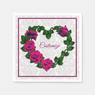 Servilleta De Papel Servilletas de Corazón de Parra de Rosa Personaliz