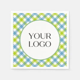 Servilleta De Papel Servilletas de Cuadros Pastel Tu Logo Aquí Azul Ve