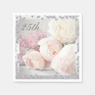 Servilleta De Papel Servilletas de cumpleaños 25 de Rosas Románticas y