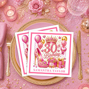 Servilleta De Papel Servilletas de cumpleaños 30 Rosado Oro Rosa Confe