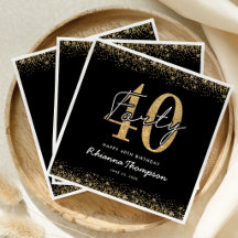 Servilletas de cumpleaños 40 Luxury Black Gold