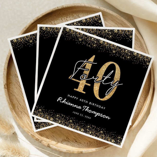 Servilleta De Papel Servilletas de cumpleaños 40 Luxury Black Gold (Subido por el creador)