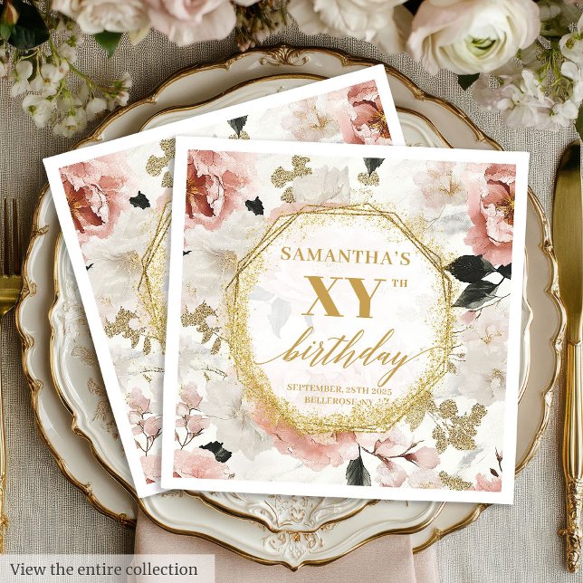 Servilleta De Papel Servilletas de cumpleaños 80 personalizadas Elegan (Elegant Dusty Rose 80 Birthday Napkins Custom Name)