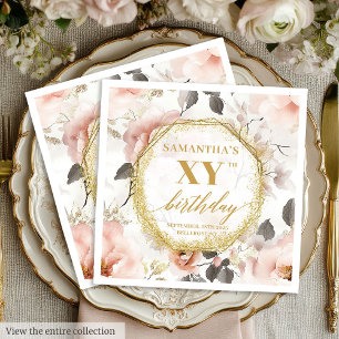 Servilleta De Papel Servilletas de cumpleaños 90 elegantes de acuarela