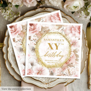 Servilleta De Papel Servilletas de cumpleaños Boho Dusty Pink 80 con f