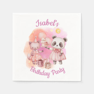 Servilleta De Papel Servilletas de cumpleaños con animales pastel