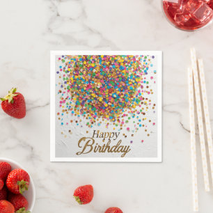 Servilleta De Papel Servilletas de cumpleaños con confeti de arcoíris
