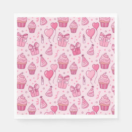 Servilleta De Papel Servilletas de cumpleaños con cupcakes rosados