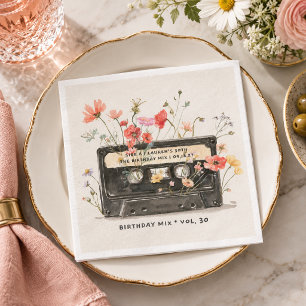 Servilleta De Papel Servilletas de cumpleaños con diseño de cassette f