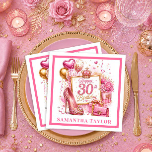 Servilleta De Papel Servilletas de cumpleaños de 30 años con confeti d
