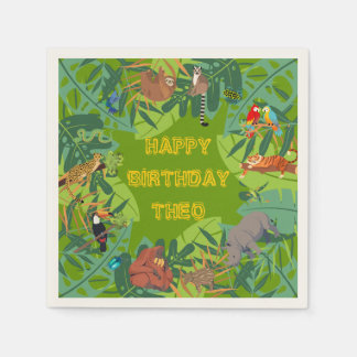 Servilleta De Papel Servilletas de cumpleaños de animales de la selva 