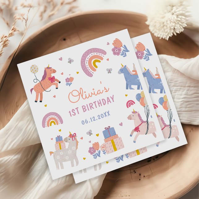 Servilleta De Papel Servilletas de Cumpleaños de Arcoiris de Unicornio (Subido por el creador)