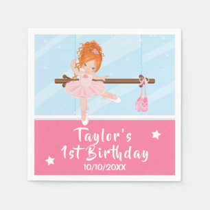 Servilleta De Papel Servilletas de cumpleaños de bailarina de pelo roj