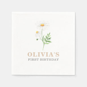 Servilleta De Papel Servilletas de cumpleaños de Daisy acuarela