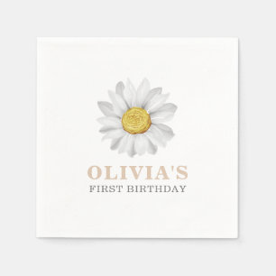Servilleta De Papel Servilletas de cumpleaños de Daisy acuarela